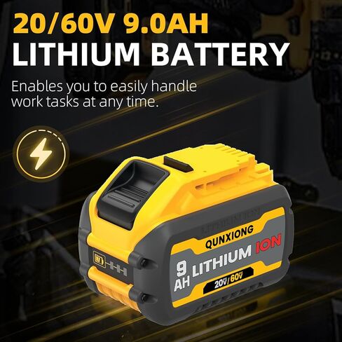 2 Pack 9.0Ah DCB606 20V/60V Max Battery Replacement for Dewalt 60V Battery | DCB612 DCB609 Compatible with Dewalt 20v/60v Cordless Power Tools Battery Pack in Kuwait