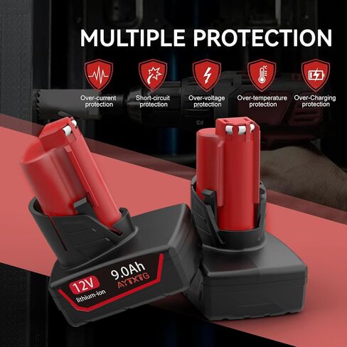 2 Pack 12V Replacement Battery Compatible with Milwaukee 12V Power Tools, Replacement for 48-11-2410 48-11-2420 48-11-2411 48-11-2401 (Not Original Battery) in Kuwait