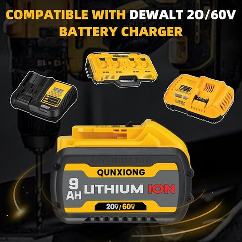 2 Pack 9.0Ah DCB606 20V/60V Max Battery Replacement for Dewalt 60V Battery | DCB612 DCB609 Compatible with Dewalt 20v/60v Cordless Power Tools Battery Pack in Kuwait