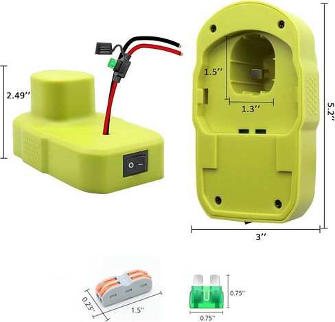 1pack Replacement for Power Wheels Adapter Compatible for Ryobi 18V Battery Adapter Power Connector with Fuse & Wire Terminals 12AWG Wire for DIY RC Car Toys and Robotics in Kuwait