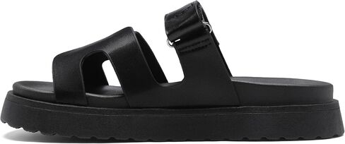 Women's Thick Platform Slide Sandals anti-slip Sole Open Toe Strap Summer Flats Shoes in Kuwait