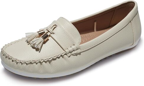 Women's Comfortable Loafers, Soft Lightweight Synthetic Leather Slip-On Flats, Classic Moccasin Non-Slip Driving Shoes for Daily Office Walking in Kuwait
