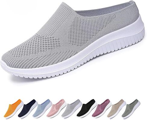 Women’s Breathable Knit Slip-On Walking Shoes Orthopedic Backless Loafer | Mules Mesh Sneakers with Arch Support Summer Comfort Easy On Sneakers in Kuwait