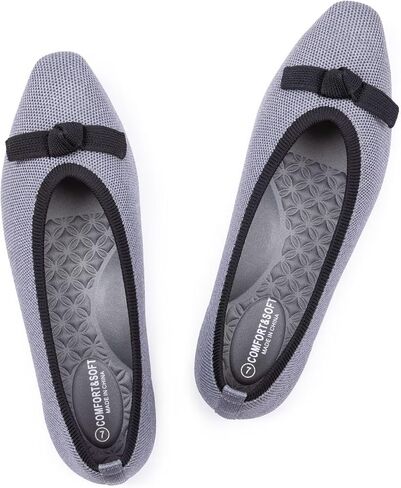 Frank Mully Ballet Flats for Women Dressy Squared Toe Knit Flat with Bowknot Casual Comfortable Slip-On Work Business Shoes for Daily Casual in Kuwait