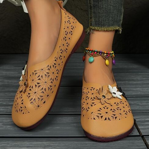Women's Slip On Flats-Shoes, Cutout Casual Flats, Breathable Round Toe Flats-Shoes for Daily Wear, Shopping and Commute in Kuwait