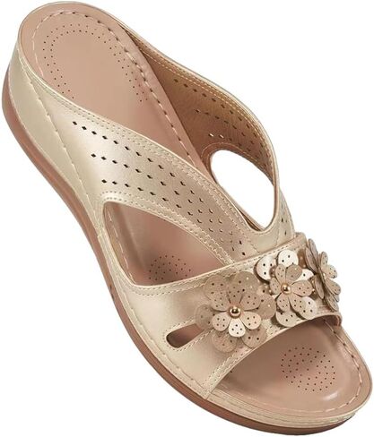 Caistre Womens Fashion Slide Sandals 2026 Summer Open Toe Flower Dressy Sandals Comfortable Beach Slip On Shoes Slipper in Kuwait
