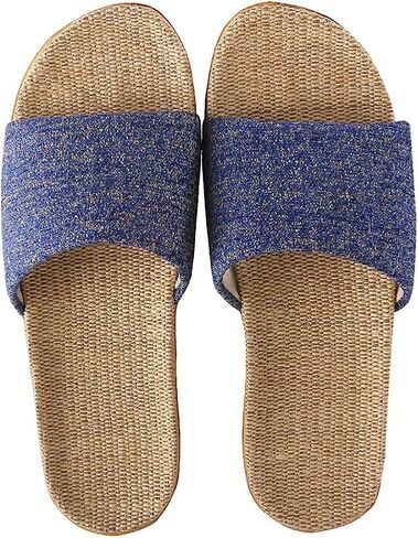 Star-Wind Flax Slippers Unisex Linen Summer Beach Shoes Lightweight Skidproof Indoor Slippers Home Breathable Sandals in Kuwait