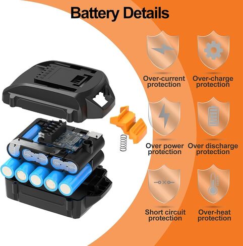 2 Packs 5.0Ah Replace for Worx 20V Battery WA3525 WA3578 WA3575 WA3520 WG151s, Compatible with Worx 20V Power Tools and Charger in Kuwait