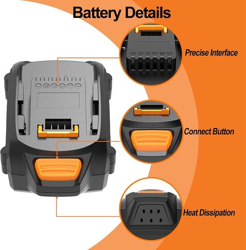 2 Packs 5.0Ah Replace for Worx 20V Battery WA3525 WA3578 WA3575 WA3520 WG151s, Compatible with Worx 20V Power Tools and Charger in Kuwait
