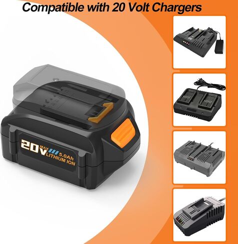 2 Packs 5.0Ah Replace for Worx 20V Battery WA3525 WA3578 WA3575 WA3520 WG151s, Compatible with Worx 20V Power Tools and Charger in Kuwait