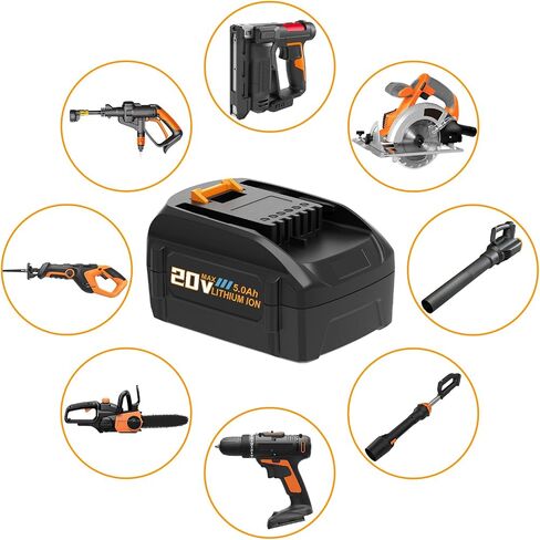 2 Packs 5.0Ah Replace for Worx 20V Battery WA3525 WA3578 WA3575 WA3520 WG151s, Compatible with Worx 20V Power Tools and Charger in Kuwait