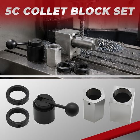 Nakkaa 5C-CB 5C Collet Block 1/16"-1-1/8" Hex Square with Collet Closer | Hardened steel construction, Precision fixture for milling, lathe and grinding machining work in Kuwait
