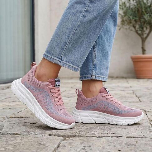 Women's Comfortable Tennis Sneakers Breathable Cushioned Non-Slip Lightweight Gym Athletic Shoes in Kuwait