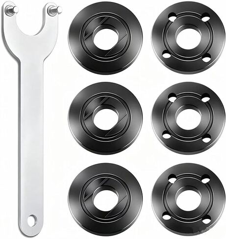 7PCSAngle Grinder Nut ＆ Angle Grinder Wrench Set， Premium 5/8-11 Flange Metal Lock Nut, Compatible with Dewalt, Makita1, Metabo, Bosch, Ryobi, Black Decker 4.5" 5" Grinder Parts in Kuwait