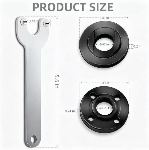 7PCSAngle Grinder Nut ＆ Angle Grinder Wrench Set， Premium 5/8-11 Flange Metal Lock Nut, Compatible with Dewalt, Makita1, Metabo, Bosch, Ryobi, Black Decker 4.5" 5" Grinder Parts in Kuwait