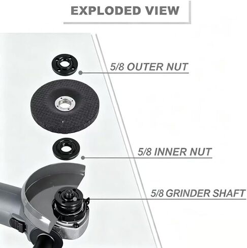 7PCSAngle Grinder Nut ＆ Angle Grinder Wrench Set， Premium 5/8-11 Flange Metal Lock Nut, Compatible with Dewalt, Makita1, Metabo, Bosch, Ryobi, Black Decker 4.5" 5" Grinder Parts in Kuwait