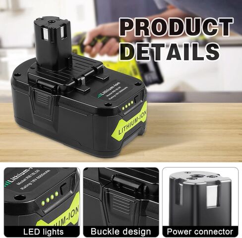 Fancy Buying 18V 6.0Ah P108 Battery Replacement for Ryobi 18 Volt Battery Lithium P102 P103 P104 P105 P107 P109 P122,Battery for Ryobi ONE+ Cordless Drill Tool (1Pack) in Kuwait