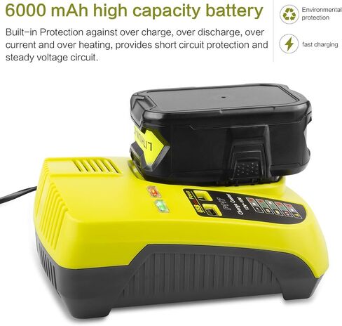 Fancy Buying 18V 6.0Ah P108 Battery Replacement for Ryobi 18 Volt Battery Lithium P102 P103 P104 P105 P107 P109 P122,Battery for Ryobi ONE+ Cordless Drill Tool (1Pack) in Kuwait