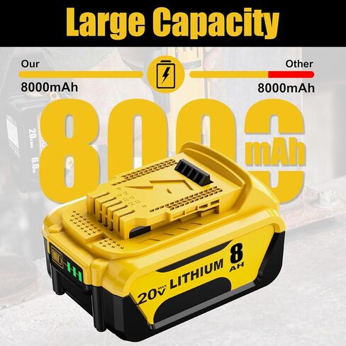 4Packs 20V 8.0Ah Replacement Battery for Dewalt Compatible with Dewalt 20V Max Battery and 20 Volt Cordless Power Tools in Kuwait