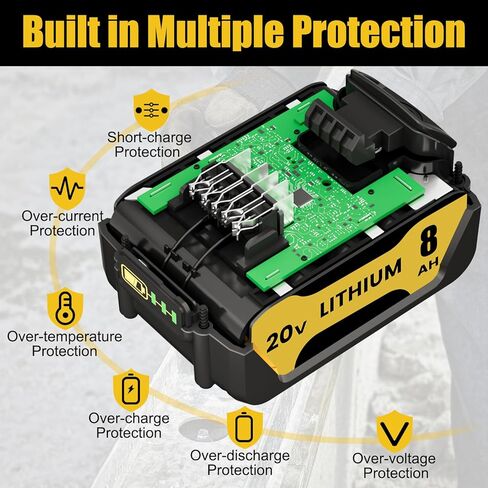 4Packs 20V 8.0Ah Replacement Battery for Dewalt Compatible with Dewalt 20V Max Battery and 20 Volt Cordless Power Tools in Kuwait
