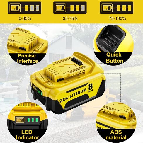 4Packs 20V 8.0Ah Replacement Battery for Dewalt Compatible with Dewalt 20V Max Battery and 20 Volt Cordless Power Tools in Kuwait