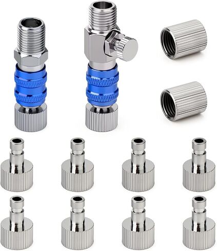 GASHER 1/8" Stainless Steel Red Quick-Release Coupler with Air Flow Control Valve and Plug - 1/8" Female Airbrush Connectors, Manual Pump Adapter in Kuwait