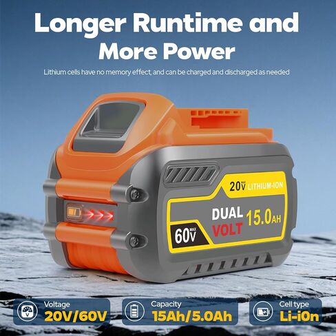 2-Pack 15000mAh Compatible with Dewalt 20V 60V Max Battery,Compatible for DCB606 DCB609 DCB612 DCB615 in Kuwait