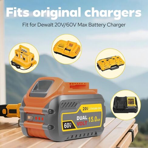 2-Pack 15000mAh Compatible with Dewalt 20V 60V Max Battery,Compatible for DCB606 DCB609 DCB612 DCB615 in Kuwait