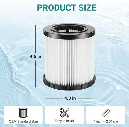 2 Pack DCV580H DCV581H HEPA Filter Replacement Compatible with DEWALT 20V MAX Shop Vac Cleaner Cordless and Corded Portable 2 Gallon Wet Dry Vacuum, Washable and Reusable Filter in Kuwait
