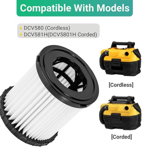 2 Pack DCV580H DCV581H HEPA Filter Replacement Compatible with DEWALT 20V MAX Shop Vac Cleaner Cordless and Corded Portable 2 Gallon Wet Dry Vacuum, Washable and Reusable Filter in Kuwait