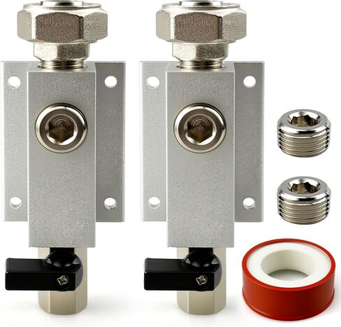 2PCS 3/4" Compressed Air Outlet Kit, Shop Air Line Kit Includes 1/2" NPT Outlet Port, with Brass Valves & Straight Fittings, Air Compressor Manifold Accessories for 3/4" Compressed Air Piping System in Kuwait