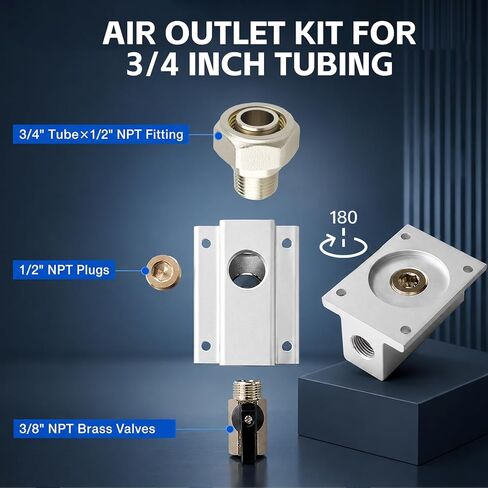 2PCS 3/4" Compressed Air Outlet Kit, Shop Air Line Kit Includes 1/2" NPT Outlet Port, with Brass Valves & Straight Fittings, Air Compressor Manifold Accessories for 3/4" Compressed Air Piping System in Kuwait