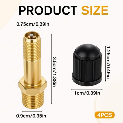 4PCS 1/8" NPT Tank Valve Brass-Valve 1/8 Npt Air Tank Valve with Sealing Caps with Air Compressor Tanks in Kuwait