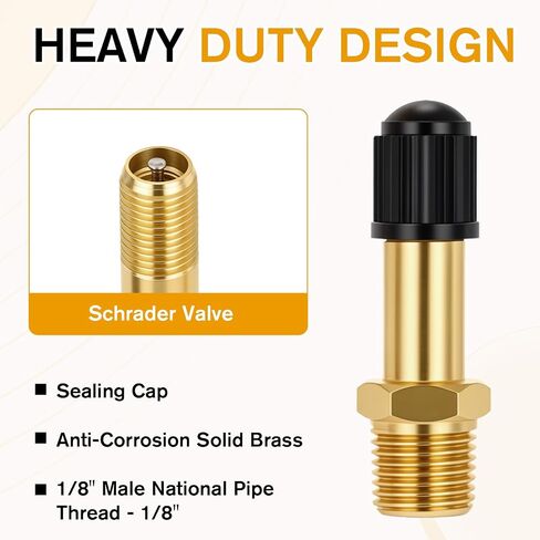 4PCS 1/8" NPT Tank Valve Brass-Valve 1/8 Npt Air Tank Valve with Sealing Caps with Air Compressor Tanks in Kuwait