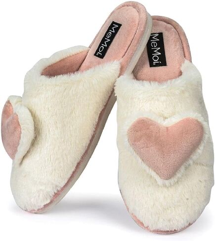MeMoi Women's 3D Heart Plush Slippers in Kuwait