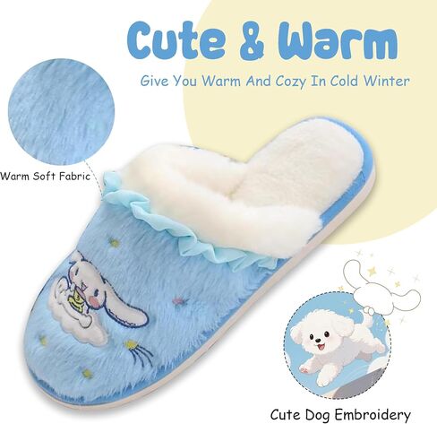 Roffatide Cartoon Purple Rabbit Cute Plush Open Back Floor Slippers Indoor Shoes Fuzzy Slippers with Rubber Sole for Women in Kuwait
