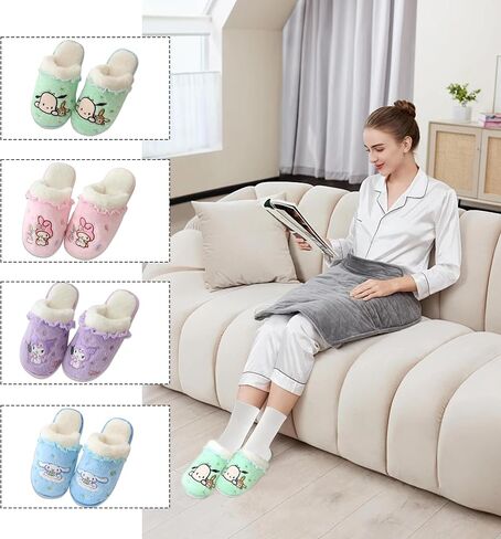Roffatide Cartoon Purple Rabbit Cute Plush Open Back Floor Slippers Indoor Shoes Fuzzy Slippers with Rubber Sole for Women in Kuwait
