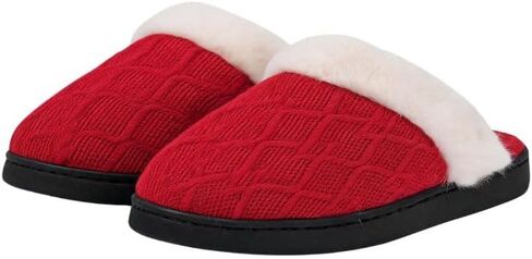 Women's Cable Knit Slippers Fuzzy Warm Memory Foam House Shoes in Kuwait