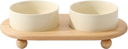 Havniva Ceramic Elevated Cat Food and Water Bowl, Kitty Bowl, Raised Cat Dish, Cat Feeder (1 x Dark Green + Stand) in Saudi Arabia