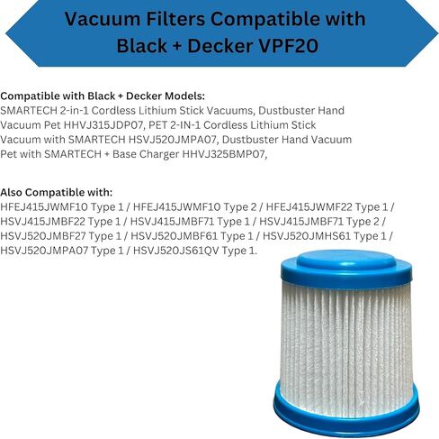 EFP 6 Packs VPF20 Washable Replacement Filters for Black and Decker Smartech Pet 2-in-1 Stick Vacuum - Six Filter Pack - Upgrade and Replaces Lemige in Kuwait