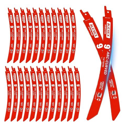 25 Pack 9 Inch 14/18 TPI Arc Curved Reciprocating Saw Blades for Metal Cutting, M42 Cobalt Bi-Metal Sawzall Blades for Automatic Dismantling and 1/16-5/16 inch Medium Metals, for Diablo Sawzall Blades in Kuwait