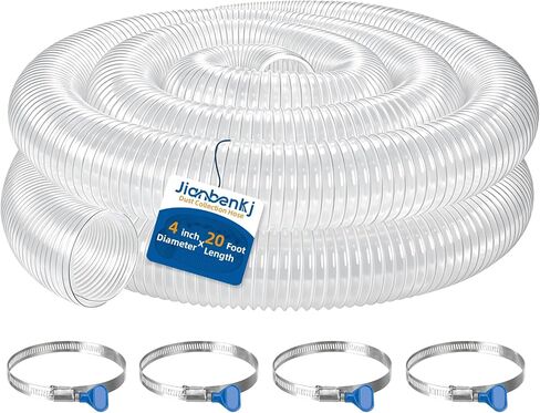 Dust Collection Hose 4"x10',Puncture-Resistant,4 in Flexible PVC Fume Hose | For 4 inch Dust Collection System Shop Vacuum Workshop Woodworking Table Saw Band Saw Planer Jointer,w/Carbon Steel Wire Coil in Kuwait