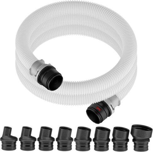 Mullet FitsAll Hose Kit - 8 Dust Port Fittings for Power Tools & Shop Vac | Fits All Wet Dry Vacs & Extractors, Translucent, Kink and Crush Resistant, 10ft Hose with 1.25-Inch Diameter in Kuwait