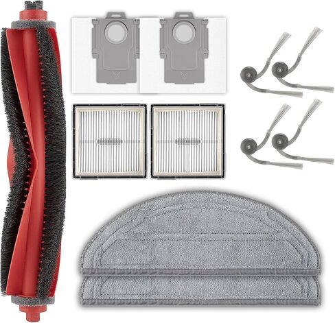 (11 Pack) Q10 X5+ Replacement Parts Compatible with Roborock Q10 X5+ Robot Vacuum Cleaner, 1 Roller Brush, 4 Side Brushes, 2 HEPA Filters, 2 Dust Bags, 2 Mop Pads, Accessories Kit in Kuwait