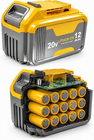 SANIU 12.0Ah Replacement for Dewalt 18V Battery Compatible with DCB209 DCB208 DCB207 DCB206 DCB204 DCB201 DCB203 DCB200 High Capacity Li-ion Battery Replacement for Dewalt 18V Tools 2Packs(216Wh) in Kuwait
