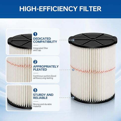 2 Pack Replacement Filter for Craftsman CMXZVBE38754,Red Stripe General | Filter for Most 5 to 20 Gallon Shop Vacuums, Replaces # 009-38754, Easy Installation,Traps General Debris,Wet Dry Vac Filter in Kuwait