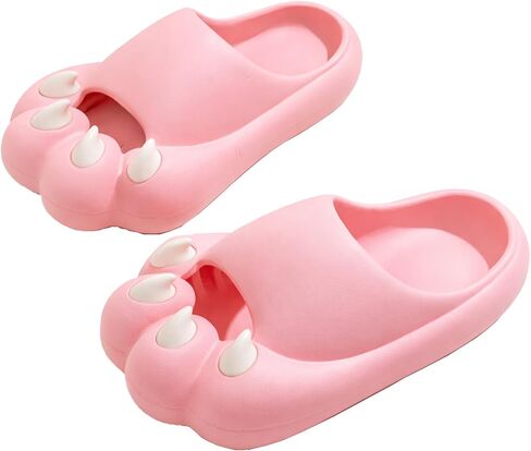 Cute Cat Paw Slippers for Women Men, Thick Sole Cartoon Slides, Funny Bear Paw Sandals, Non Slip Shower Shoes, Soft Cushion Indoor Outdoor Summer Couple Slippers in Kuwait