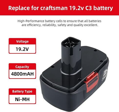 VANON 2Pack 4.8Ah 19.2V Ni-MH Replacement for Craftsman 19.2 Volt Battery | Compatible with C-3 130279005 130279003 130279017 1323517 11376 315.11485 ,for drills sanders and weed eaters in Kuwait