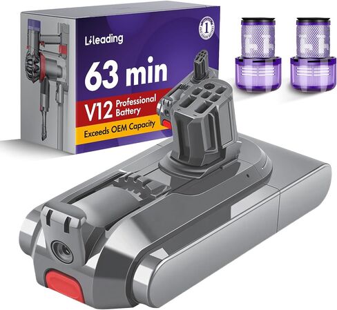 V12 63-min Battery Replacement : With Sony Battery Cell, Compatible with V12 Detect Slim, SV20, SV26, SV30, SV34, SV35, SV46, 965470-01, 394167-1, 386706-85, Includes 2 Filters & Switch Lock in Kuwait