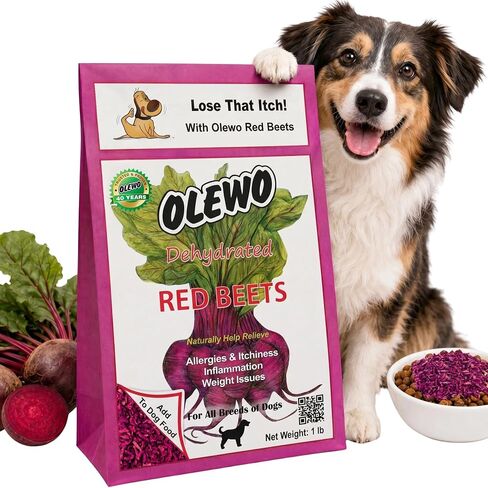 Olewo Original Red Beets for Dogs – Natural Anti Itch for Dogs, Dog Food Topper, Immune, Cleansing, Skin & Coat Support, Dehydrated Whole Food Dog Multivitamin, Fiber for Dogs, 1 lb in Saudi Arabia